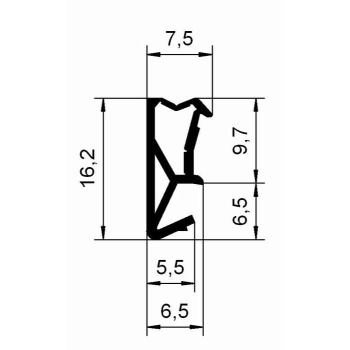 Preview: Flügelfalzdichtung für 10 mm Falzhöhe in schwarz, 3794, R 011/3