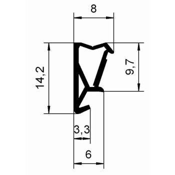 Überschlagdichtung 10 mm Kopfhöhe in schwarz, 3756, R011/4