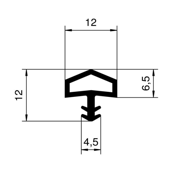 Holzzargendichtung für 12 mm Falzbreite in transparent, 46913