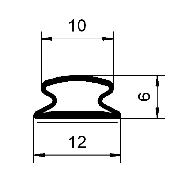 Dichtungsprofil sk 12 mm breit in schwarz