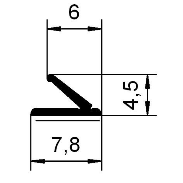 Dichtungsprofil sk 7,8 mm breit, für 2-4 mm Spalt, 2292, R022/3