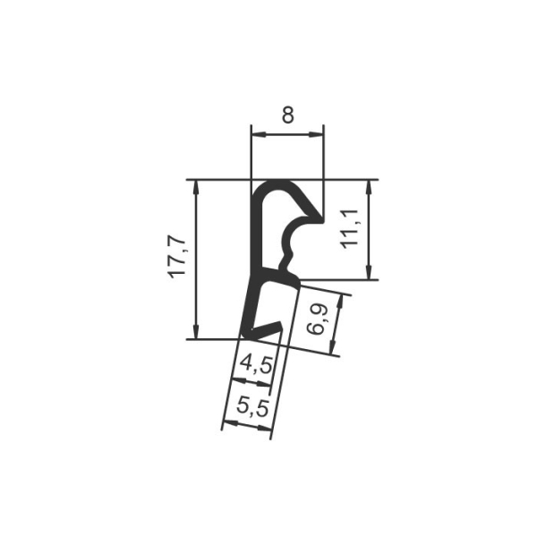 Flügelfalzdichtung für 12 mm Falzhöhe in schwarz, 5682