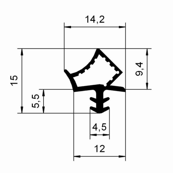 Holzzargendichtung für 12 mm Falzbreite in braun, 2995