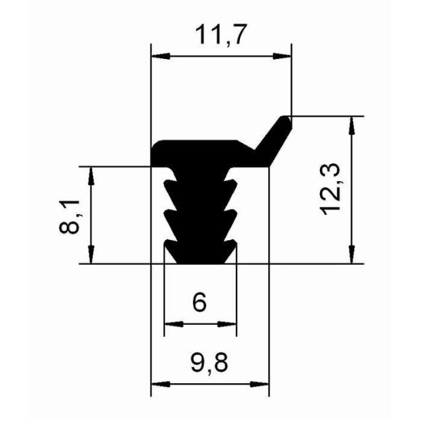 Stahlzargendichtung in schwarz, 7792 (26304)