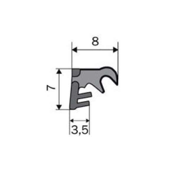 Überschlagdichtung 2,5 mm Kopfhöhe in schwarz, 4357, R021/4
